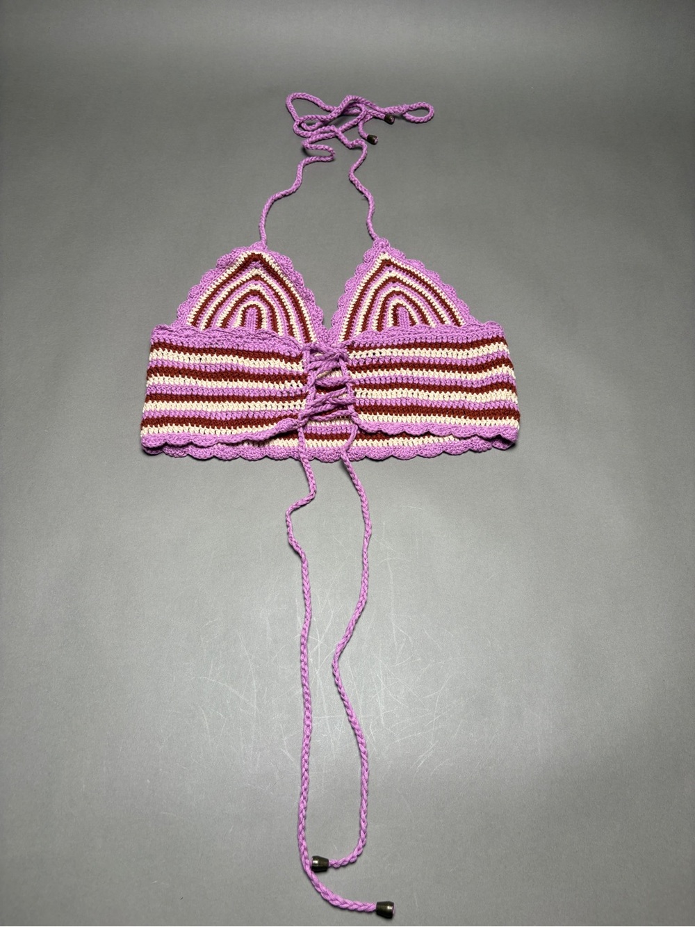 NWOT ASTR Crochet Crop Top Purple and Brown Festival Wear Medium